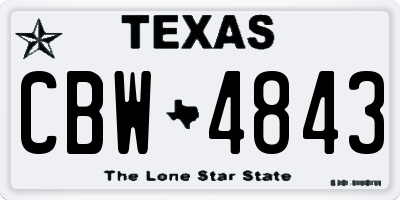 TX license plate CBW4843