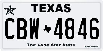 TX license plate CBW4846