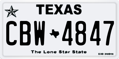 TX license plate CBW4847