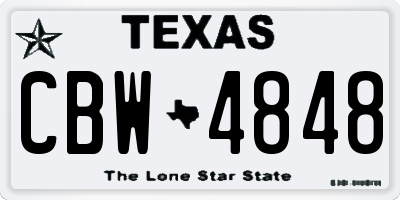 TX license plate CBW4848