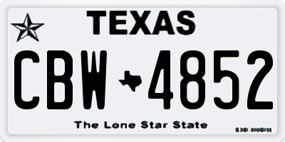 TX license plate CBW4852