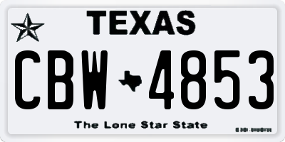 TX license plate CBW4853