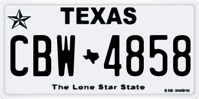 TX license plate CBW4858