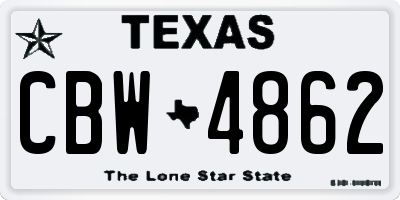 TX license plate CBW4862
