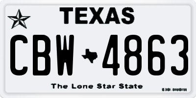 TX license plate CBW4863