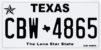 TX license plate CBW4865