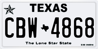 TX license plate CBW4868