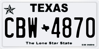 TX license plate CBW4870