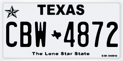 TX license plate CBW4872