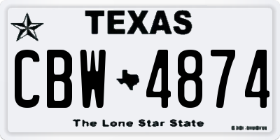 TX license plate CBW4874