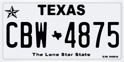 TX license plate CBW4875