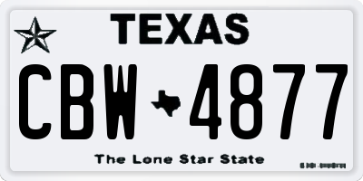 TX license plate CBW4877