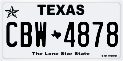 TX license plate CBW4878