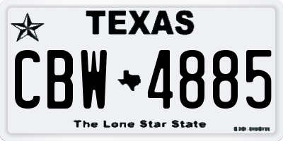 TX license plate CBW4885