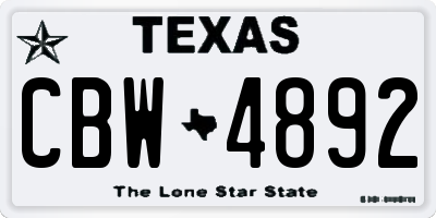 TX license plate CBW4892