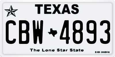 TX license plate CBW4893