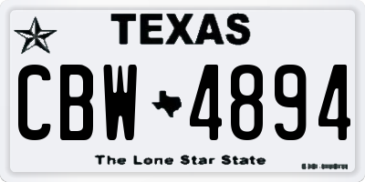 TX license plate CBW4894