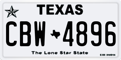 TX license plate CBW4896