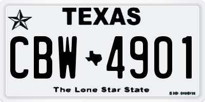 TX license plate CBW4901