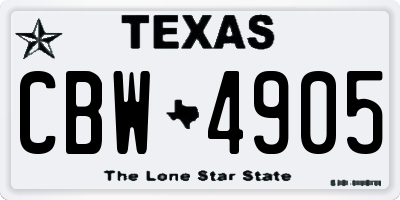 TX license plate CBW4905
