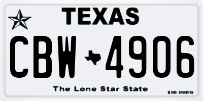 TX license plate CBW4906