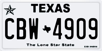 TX license plate CBW4909