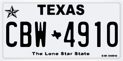 TX license plate CBW4910
