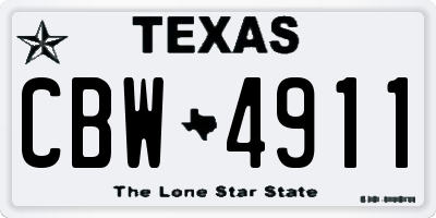 TX license plate CBW4911