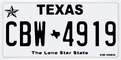 TX license plate CBW4919