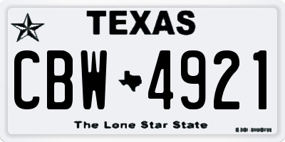 TX license plate CBW4921