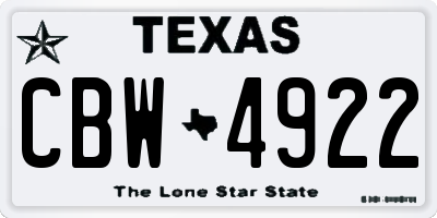 TX license plate CBW4922