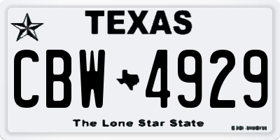 TX license plate CBW4929