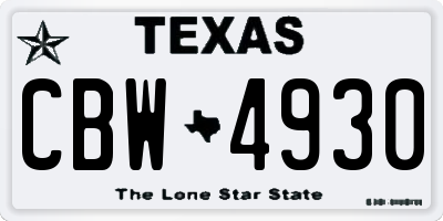 TX license plate CBW4930