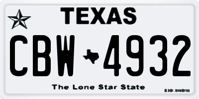 TX license plate CBW4932