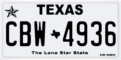 TX license plate CBW4936