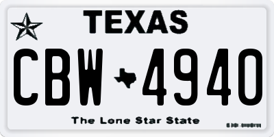 TX license plate CBW4940