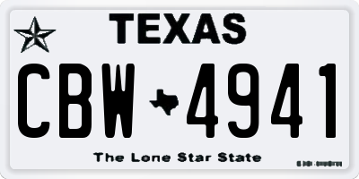 TX license plate CBW4941