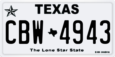 TX license plate CBW4943