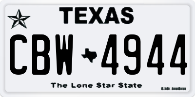 TX license plate CBW4944
