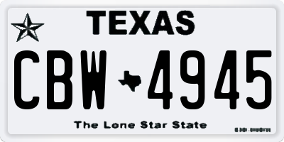 TX license plate CBW4945