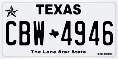 TX license plate CBW4946