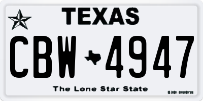 TX license plate CBW4947