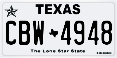 TX license plate CBW4948