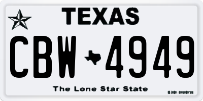 TX license plate CBW4949