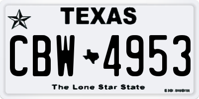 TX license plate CBW4953