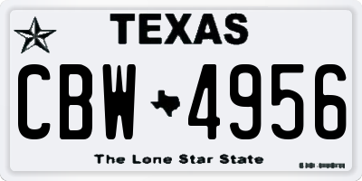 TX license plate CBW4956