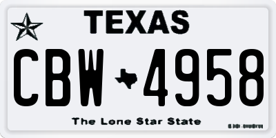 TX license plate CBW4958