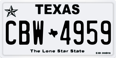 TX license plate CBW4959