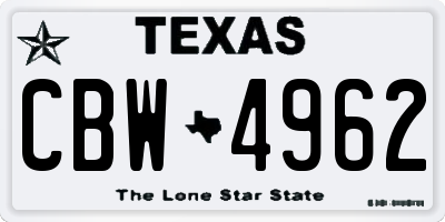 TX license plate CBW4962