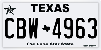 TX license plate CBW4963